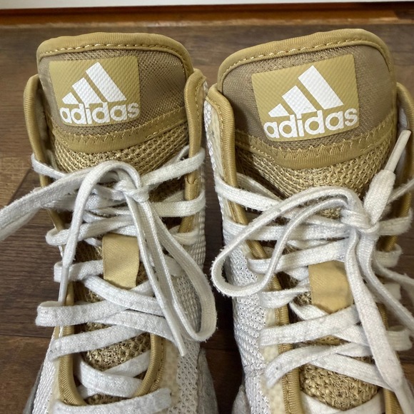 Adidas Kids Wrestling Shoes Size 3 Youth White Gold - Picture 5 of 8